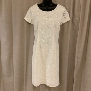 White floral eyelet sheath dress 8